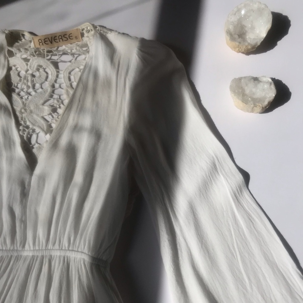 Nasty Gal (Reverse brand) bell sleeve white dress